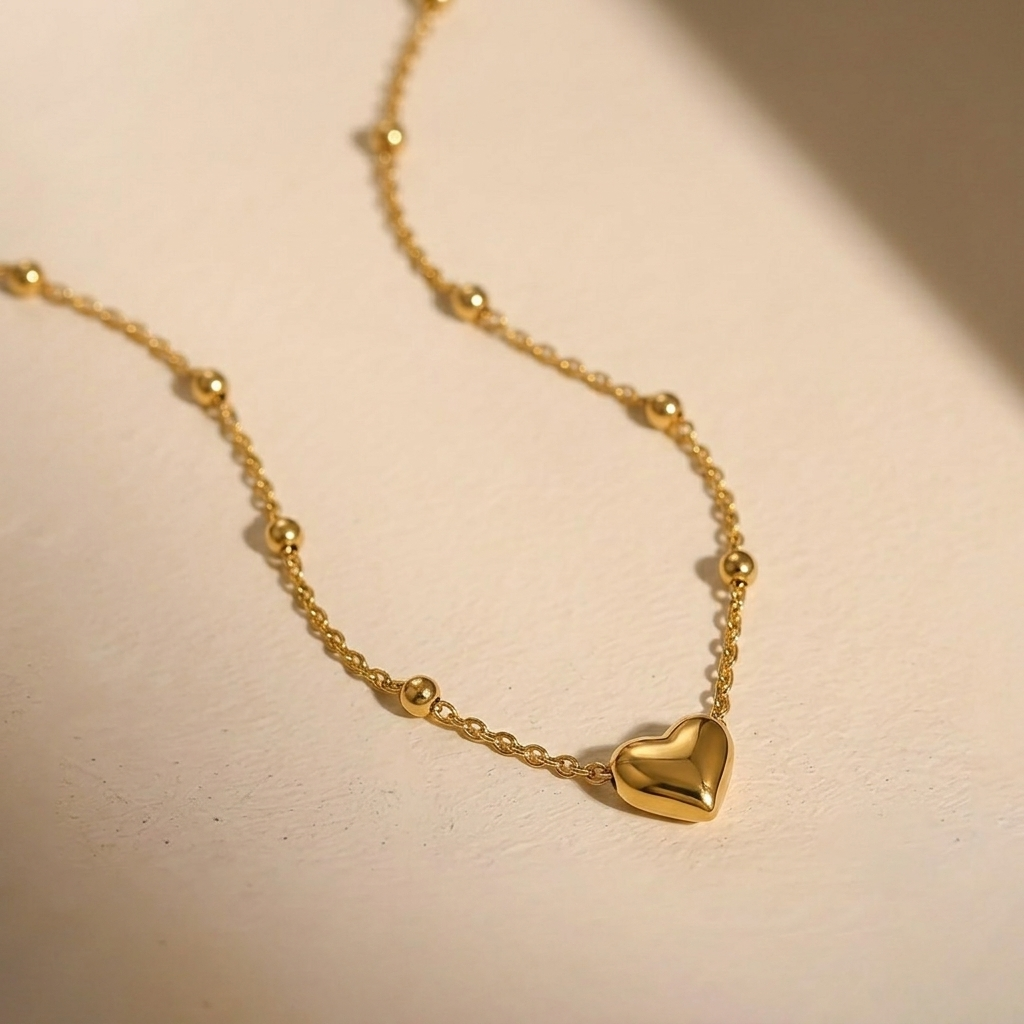 Puffy Heart Beaded Necklace