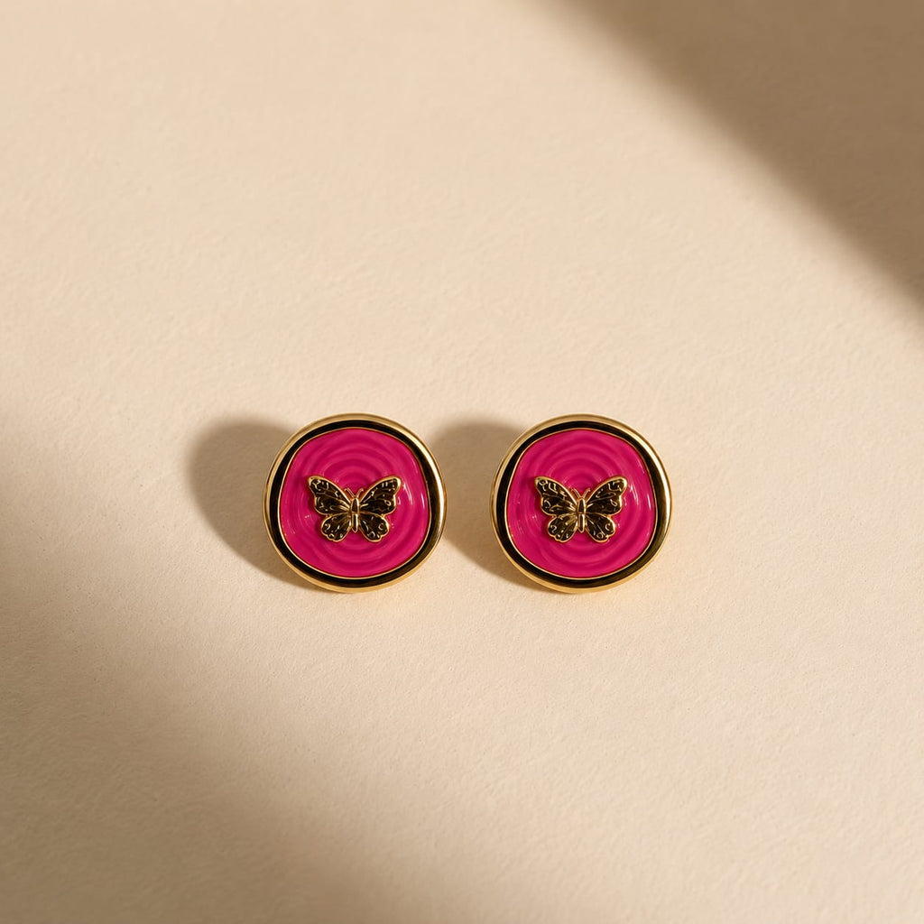 Hot Pink Butterfuly Studs