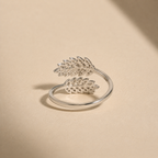 Silver Feather Crystal Ring