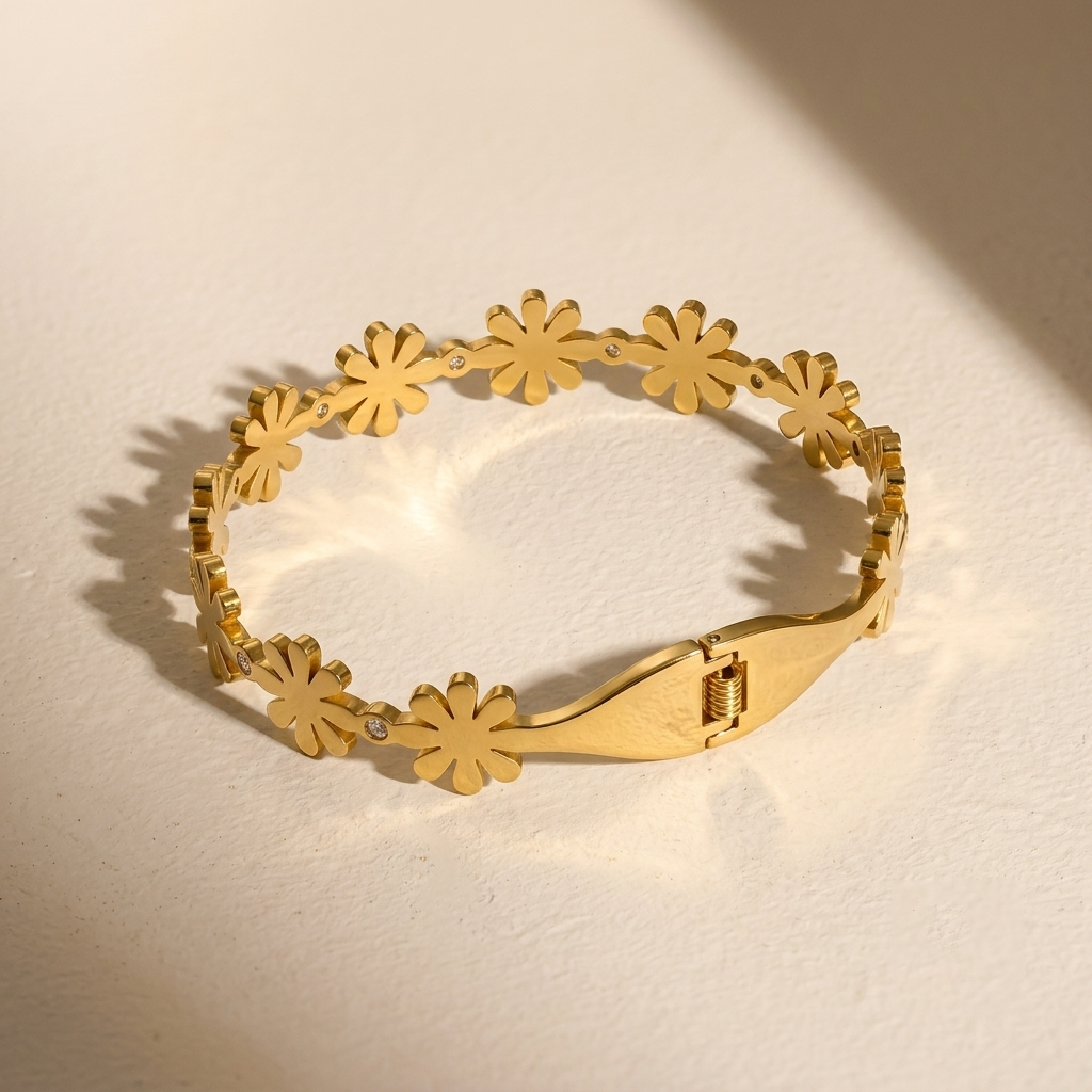 Golden Daisy Cuff Bracelet