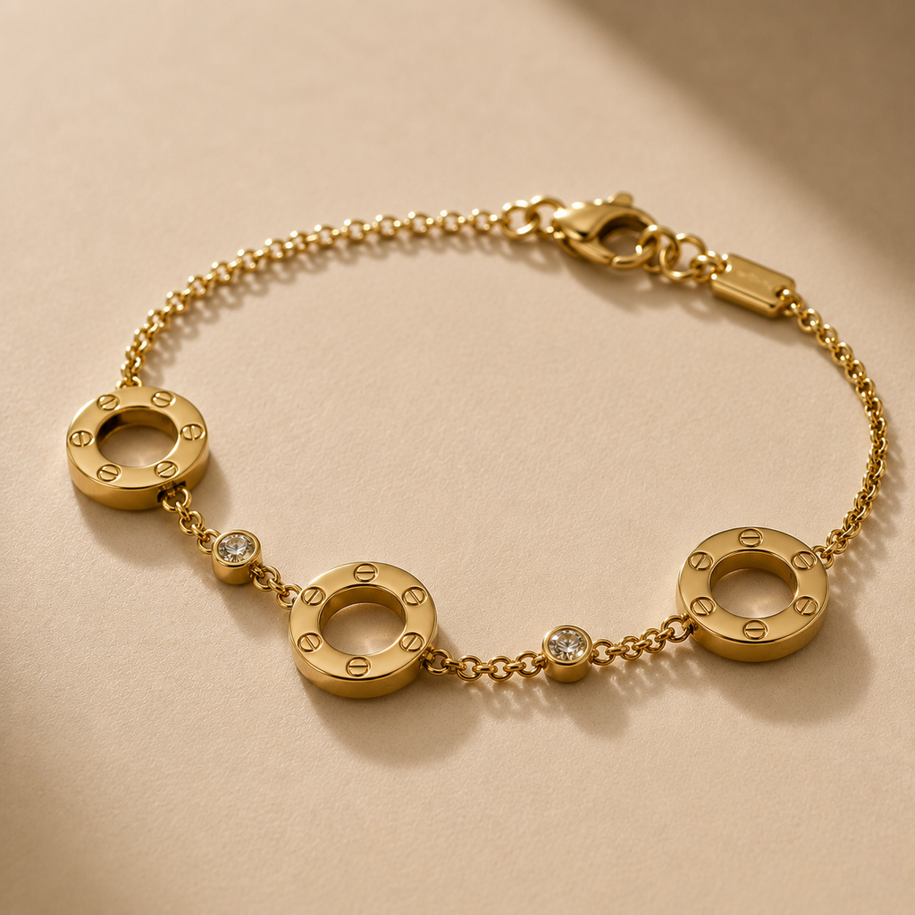 Screw Motif Gold Bracelet