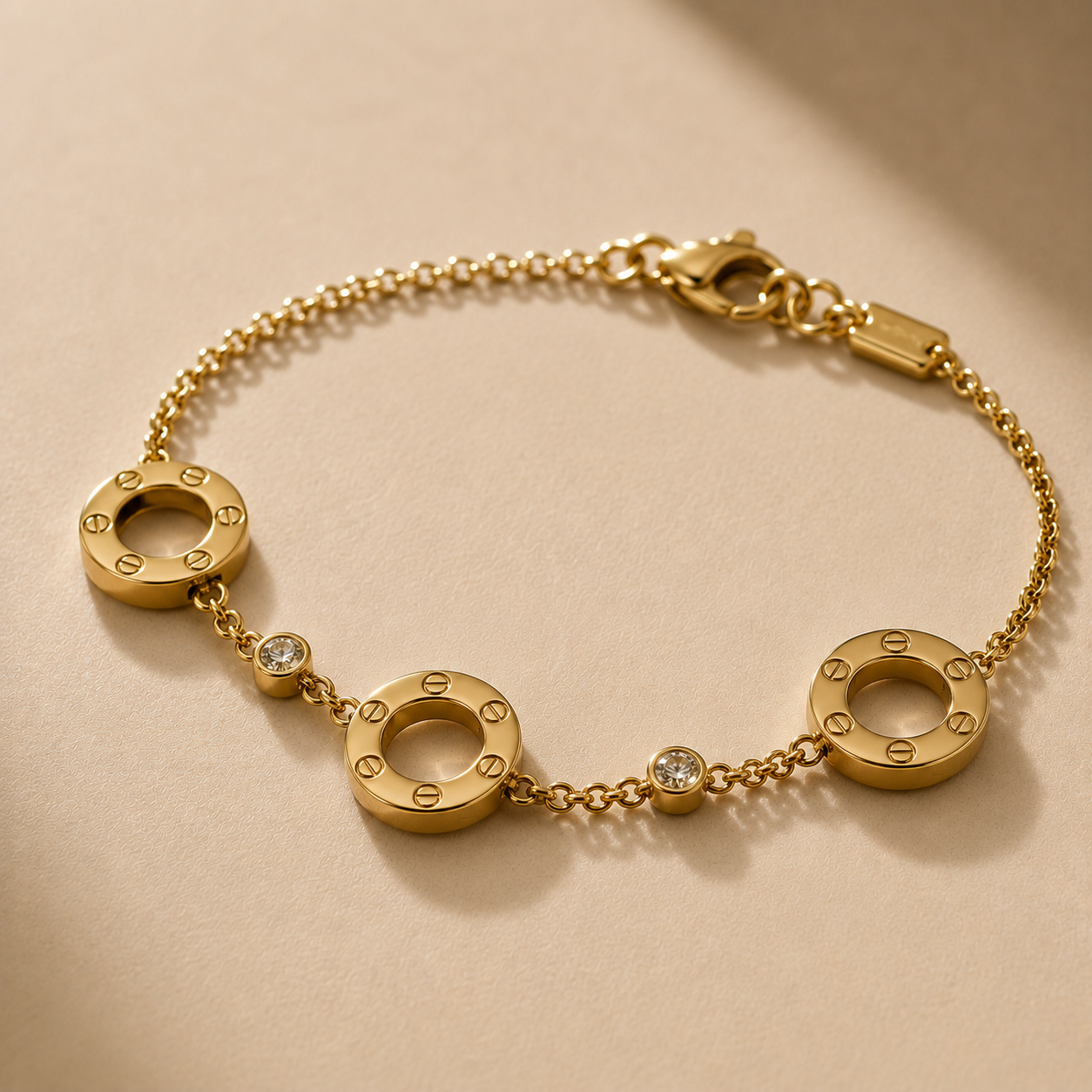 Screw Motif Gold Bracelet