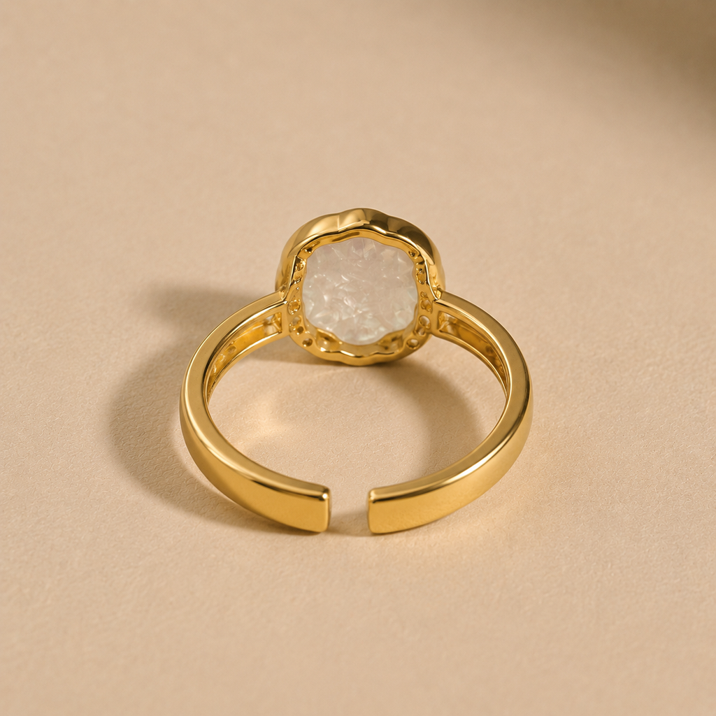 White Enamel Gold Ring