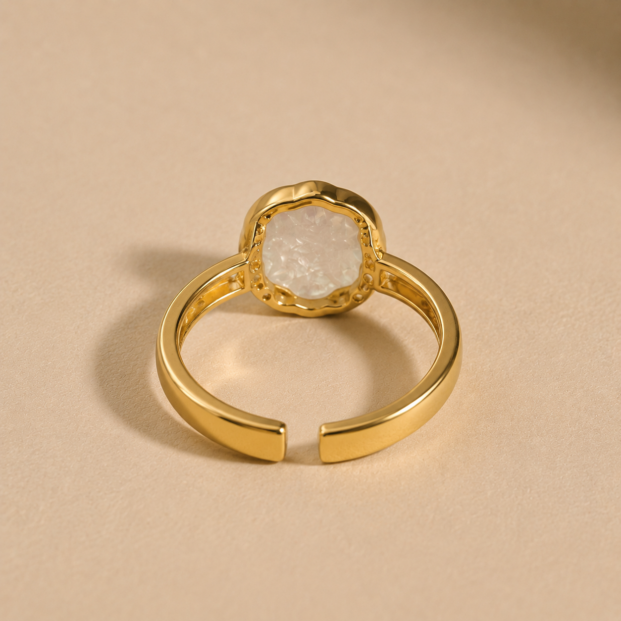 White Enamel Gold Ring