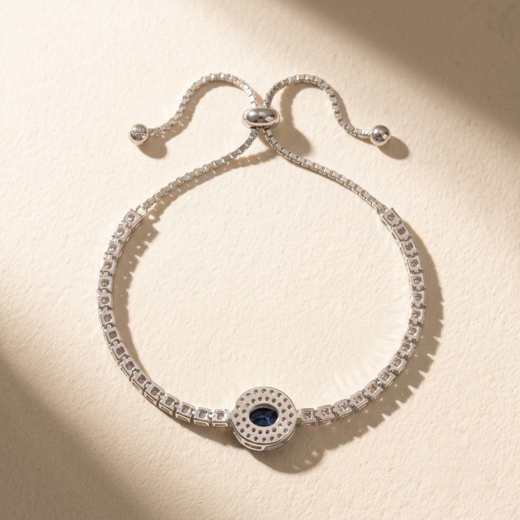 Midnight Sapphire Halo Tennis Bracelet