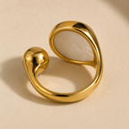 White Teardrop Gold Ring