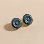 Blue Enamel & Crystal Stud Earrings