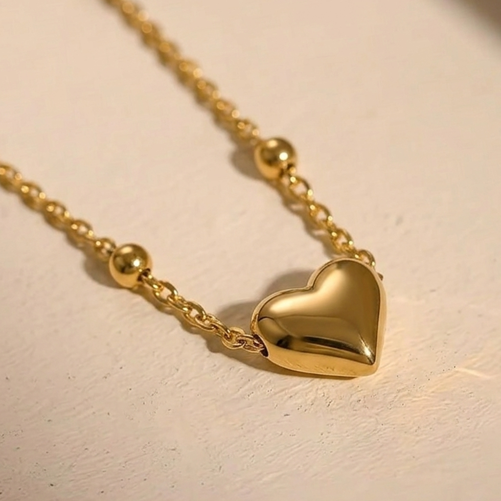 Puffy Heart Beaded Necklace