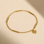 Textured Heart & Gold Bar Chain Bracelet
