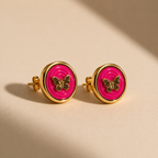 Hot Pink Butterfuly Studs
