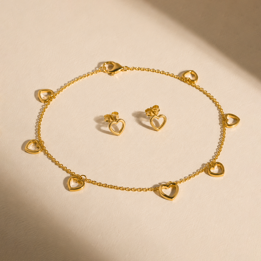 Sweetheart Charm Necklace & Studs Set