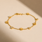 Delicate Floral & Crystal Golden Bracelet