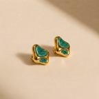 Organic Green Enamel Golden Studs