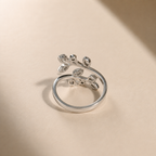 Silver Leaf Crystal Ring