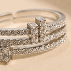 Triple-Band Sparkle Statement Ring
