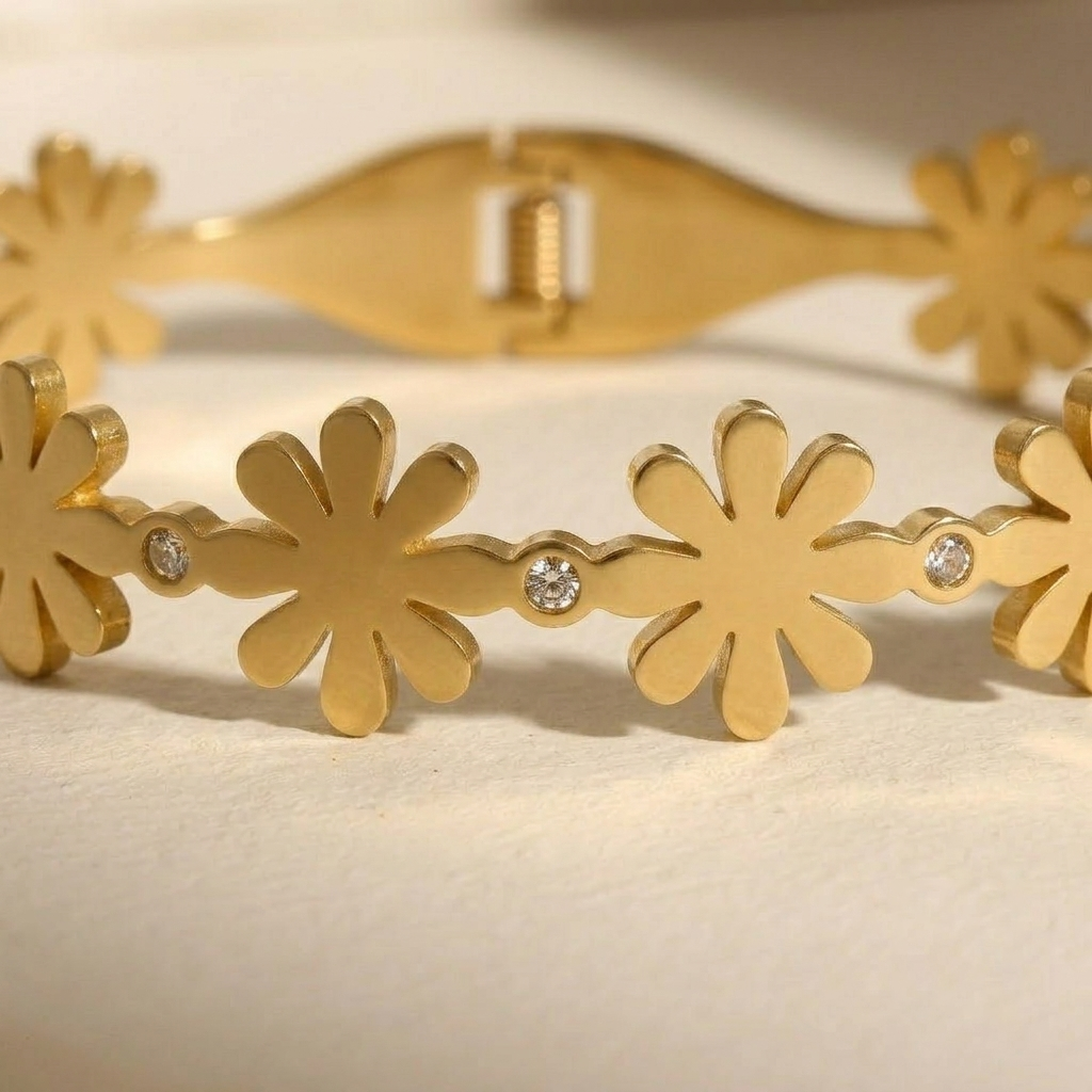 Golden Daisy Cuff Bracelet