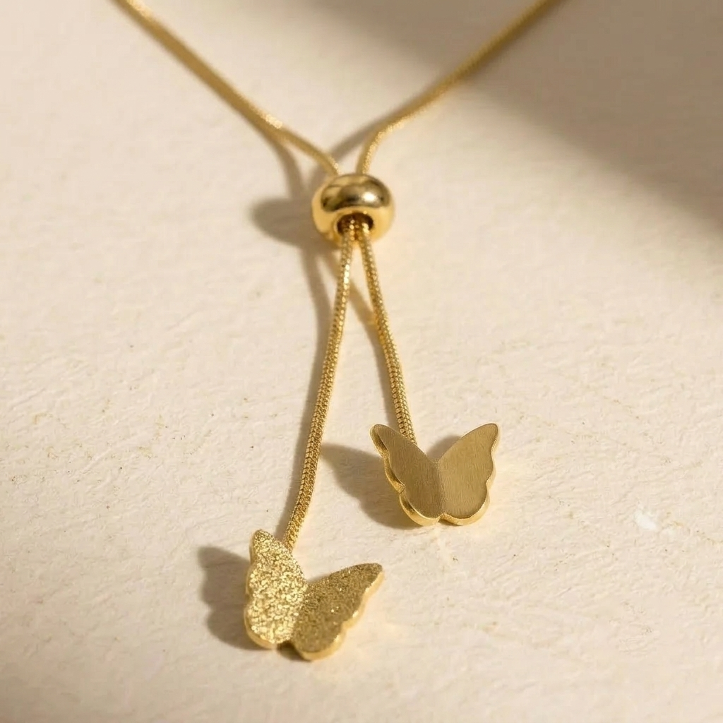 Minimalist Butterfly Drop Slider Necklace