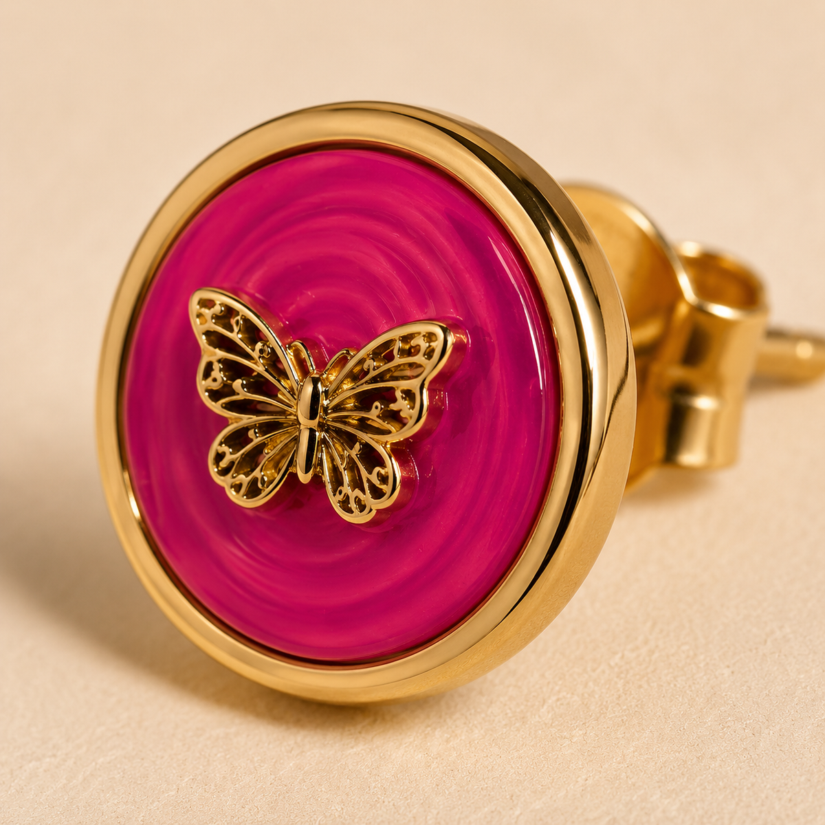 Hot Pink Butterfuly Studs