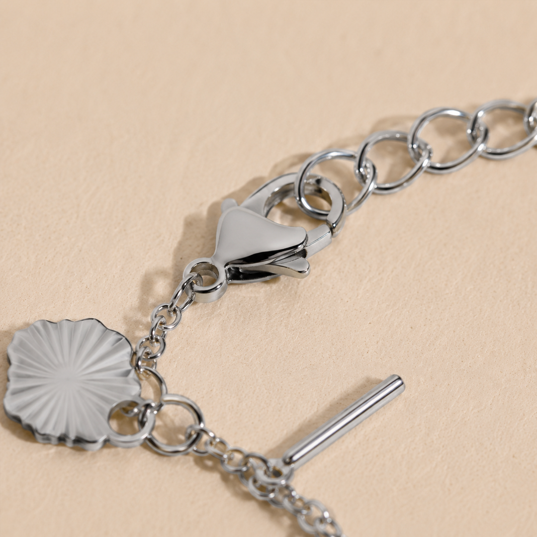 Modern Bar Charm Silver Bracelet