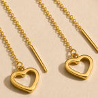 Golden Heart Drop Earrings