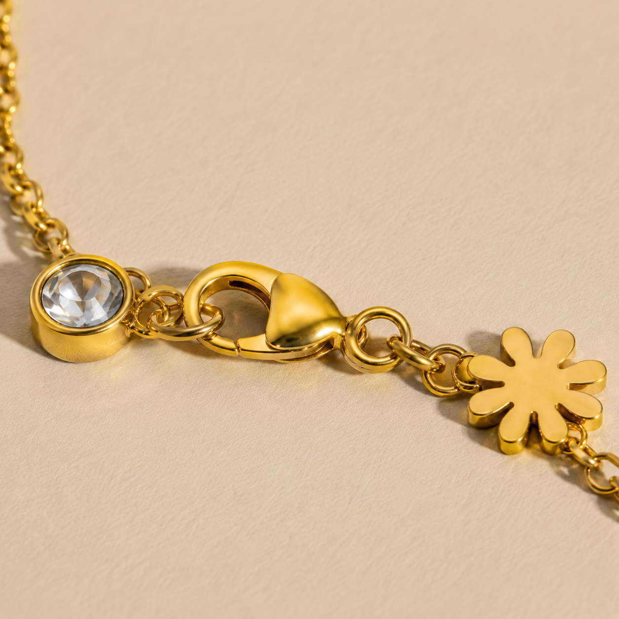 Delicate Floral & Crystal Golden Bracelet