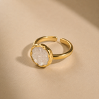 White Enamel Gold Ring