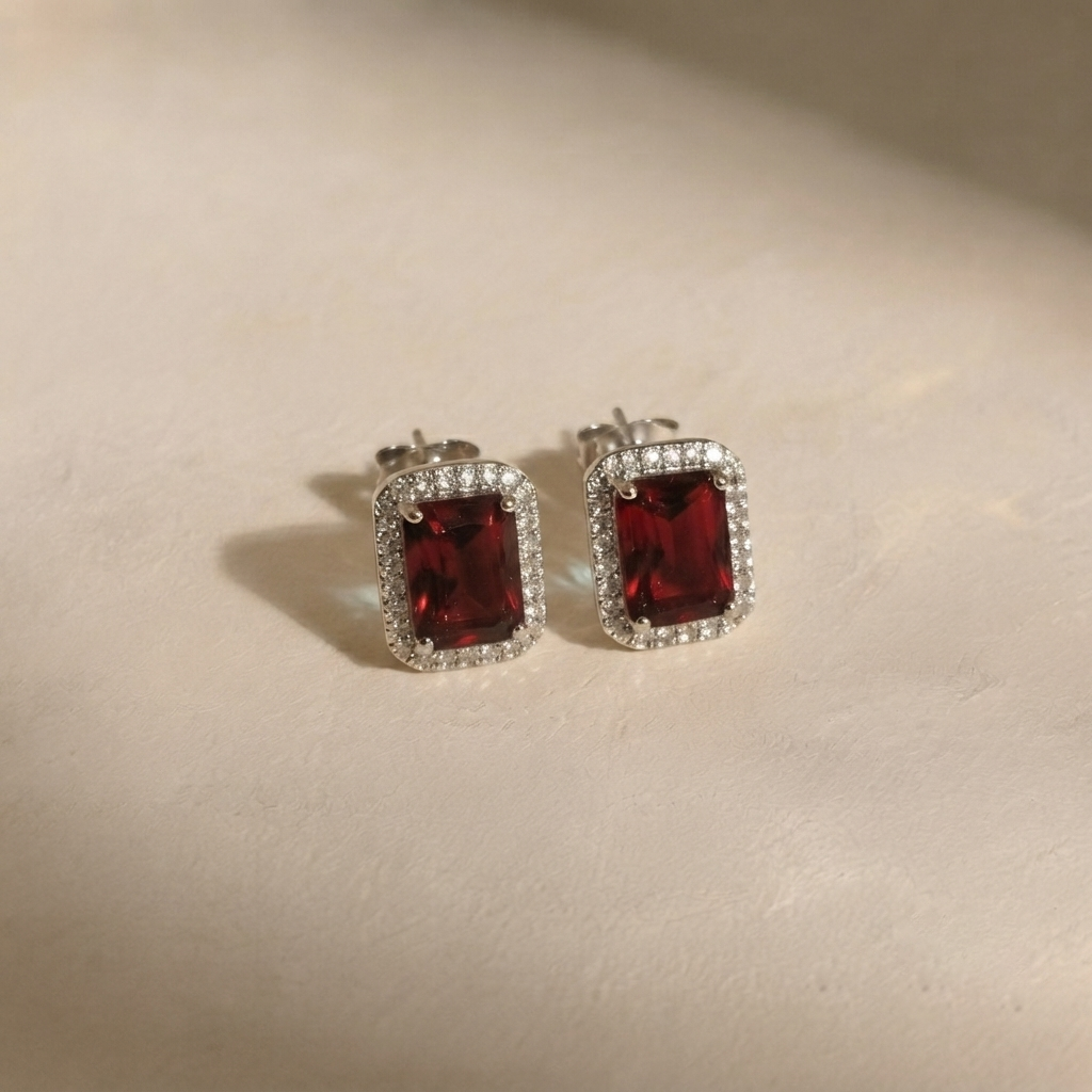 Crimson Horizon Halo Jewelry Set