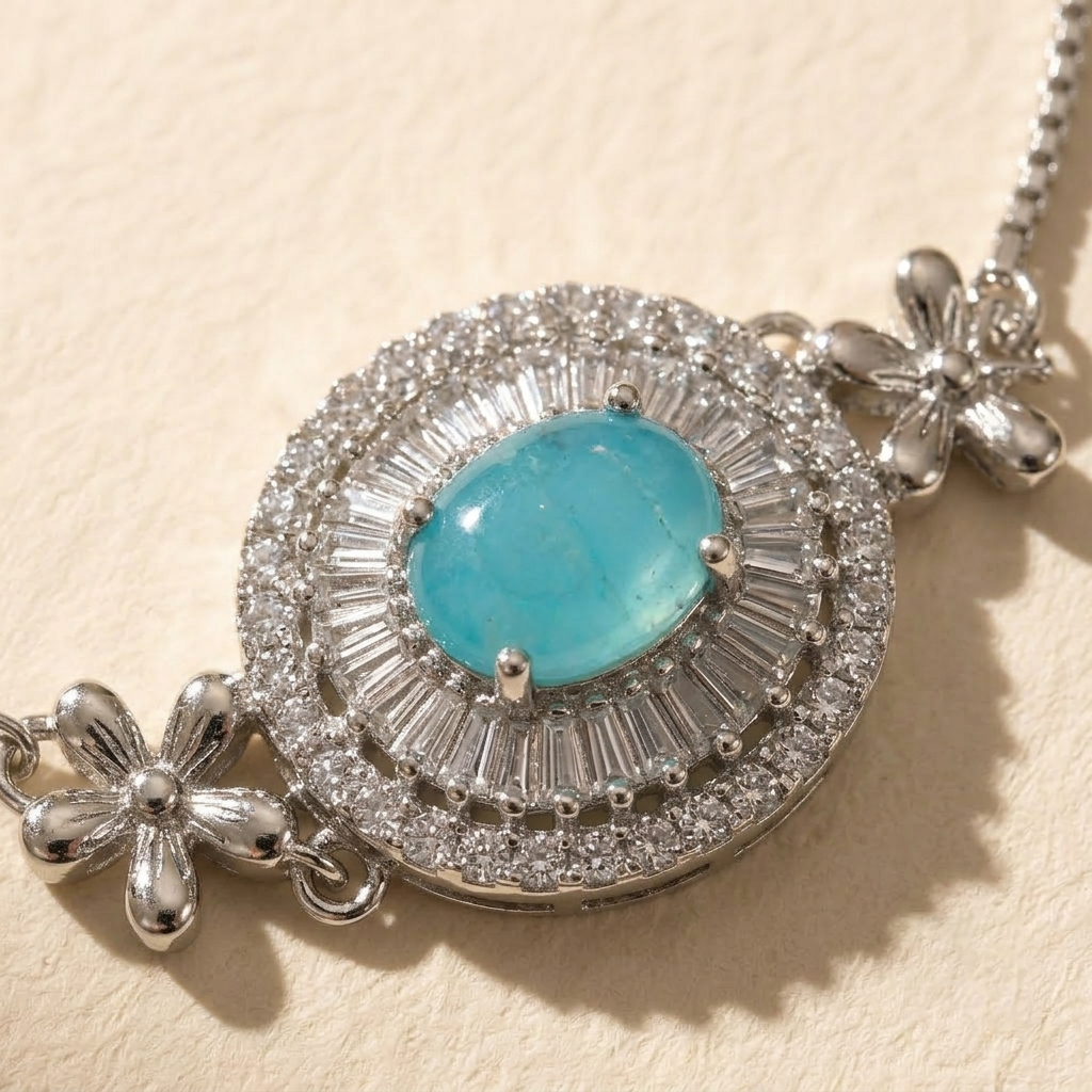 Blue Floral Slider Bracelet