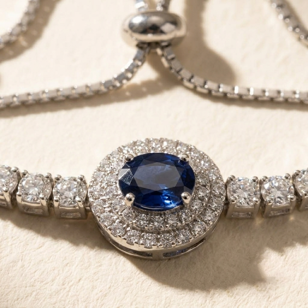 Midnight Sapphire Halo Tennis Bracelet