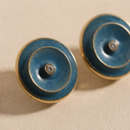Blue Enamel & Crystal Stud Earrings