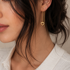 Golden Heart Drop Earrings