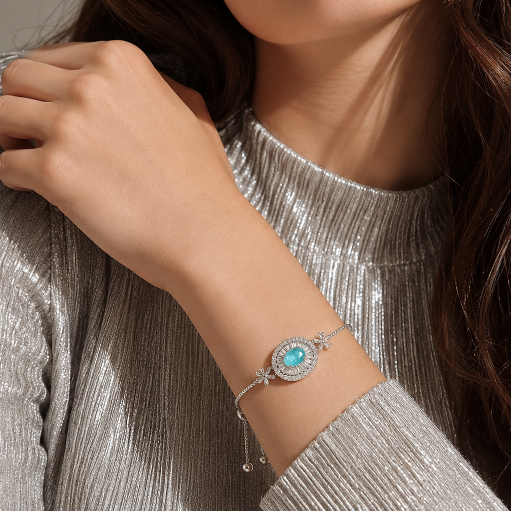 Blue Floral Slider Bracelet
