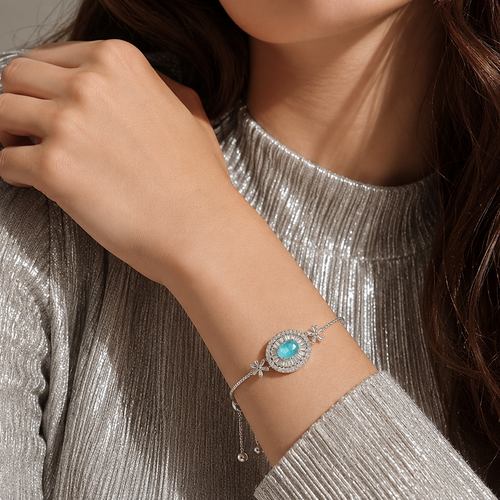 Blue Floral Slider Bracelet