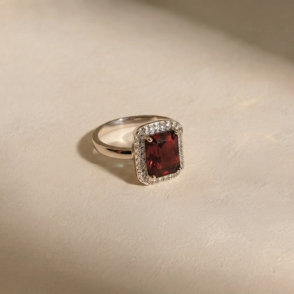 Crimson Horizon Halo Jewelry Set