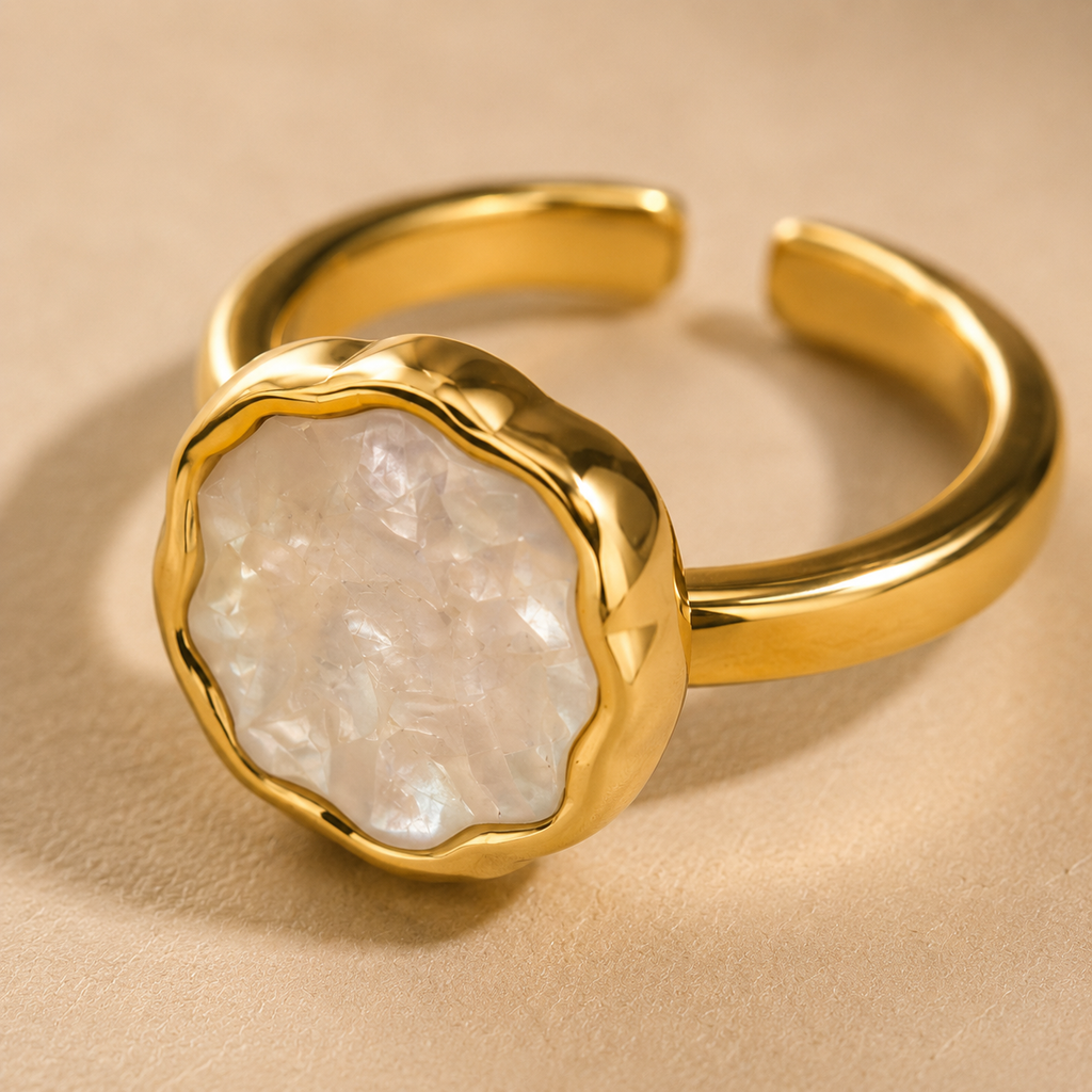White Enamel Gold Ring