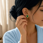Organic Green Enamel Golden Studs