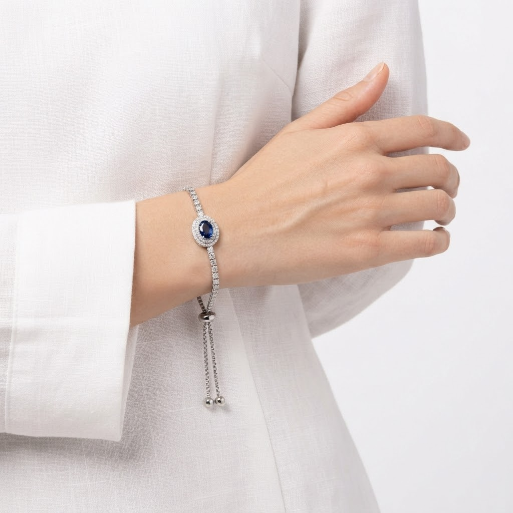 Midnight Sapphire Halo Tennis Bracelet