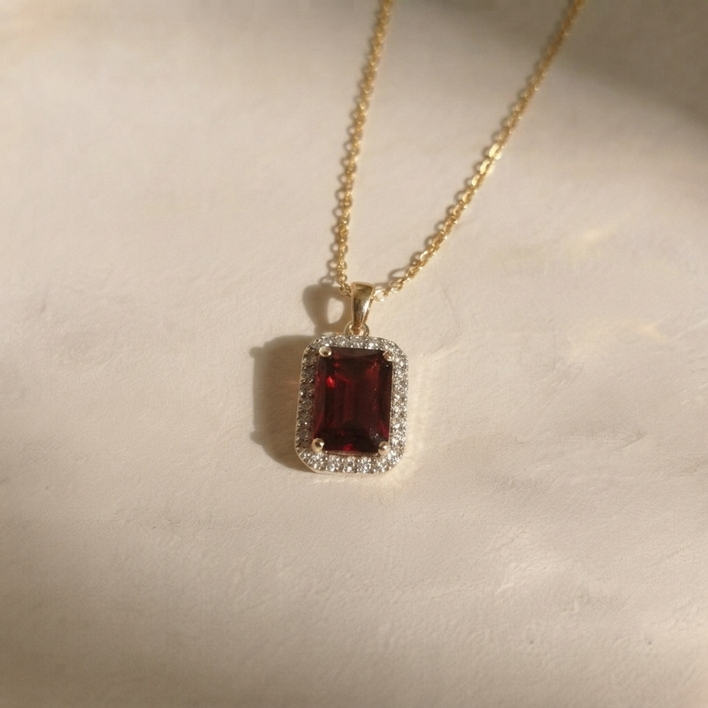 Crimson Horizon Halo Jewelry Set