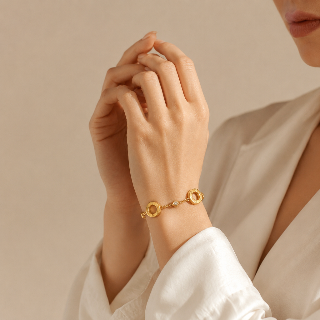 Screw Motif Gold Bracelet