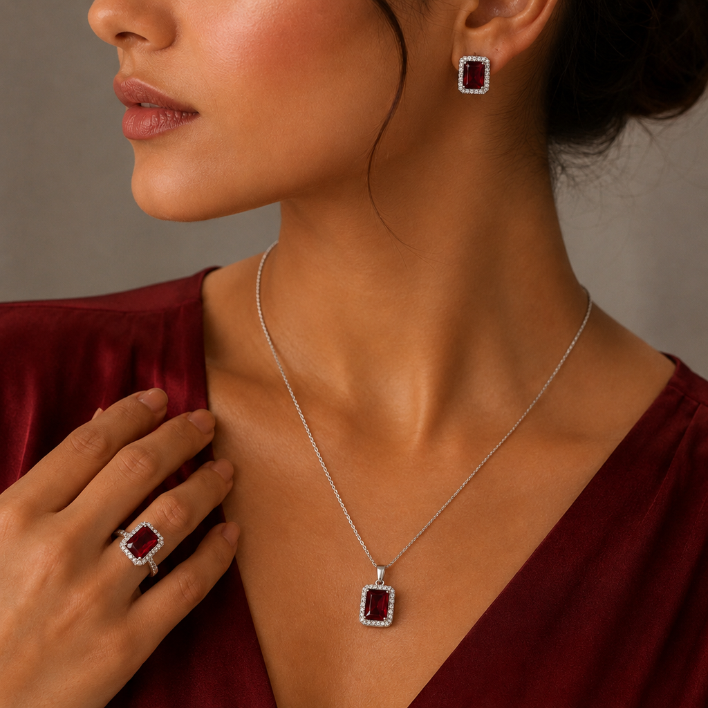 Deep Red Horizon Jewelry Set