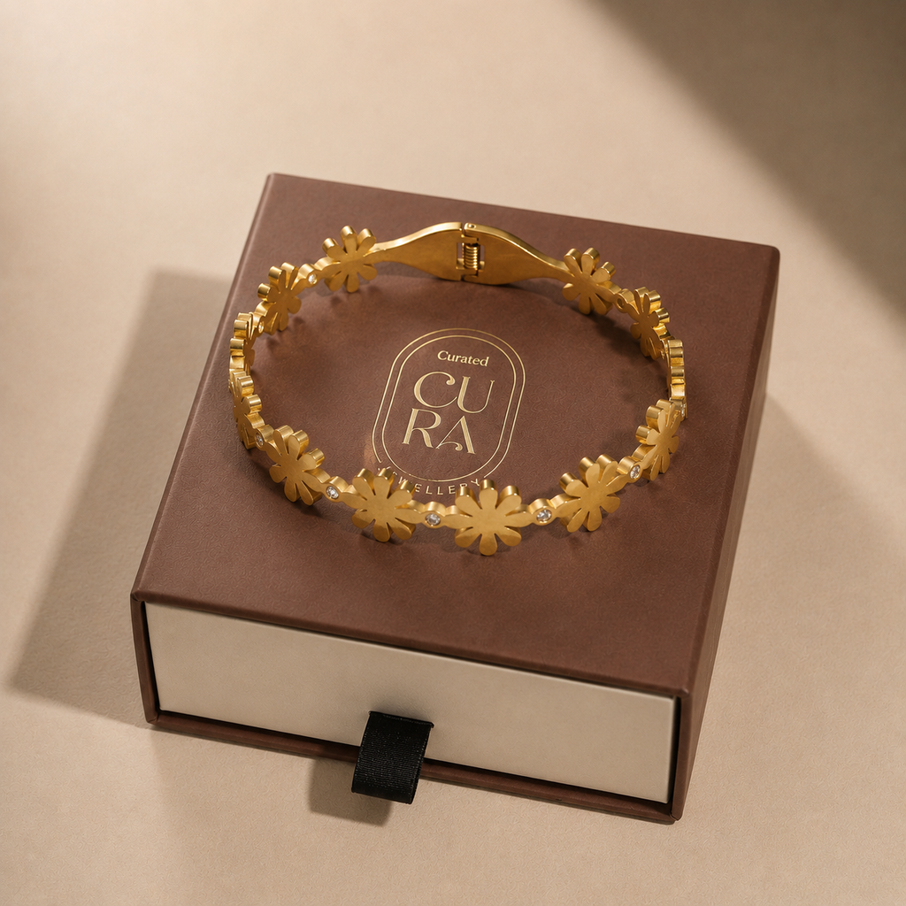 Golden Daisy Cuff Bracelet
