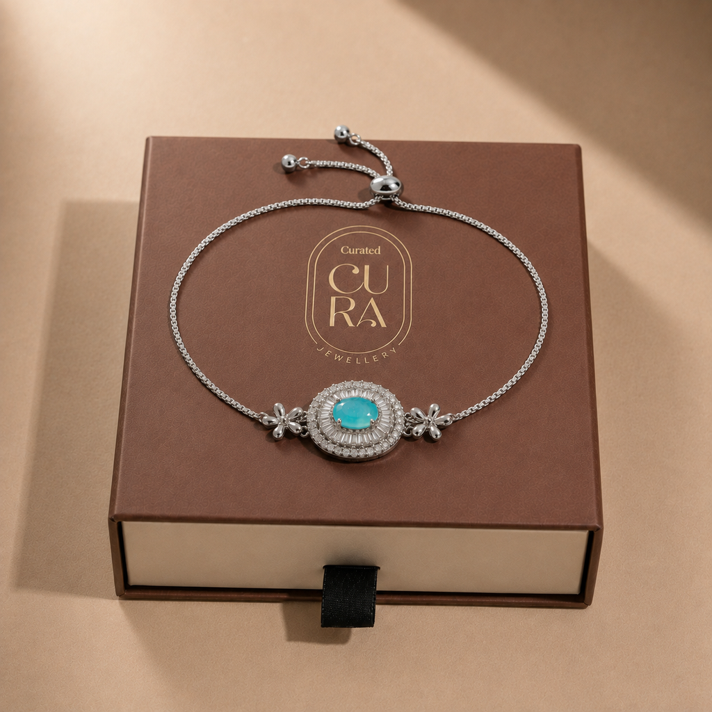 Blue Floral Slider Bracelet
