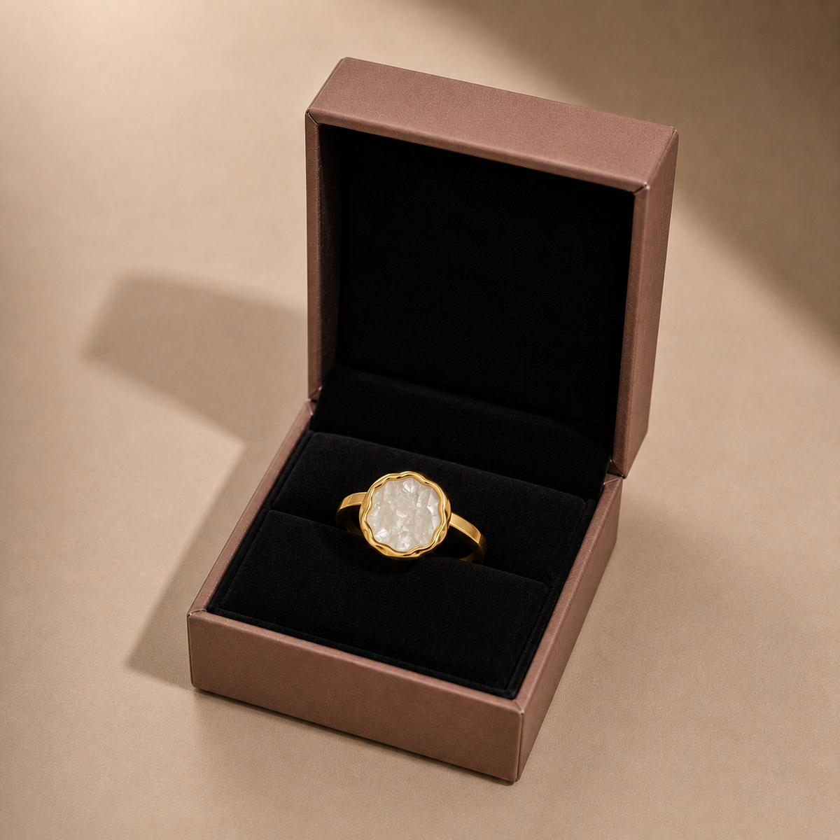 White Enamel Gold Ring