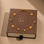 Delicate Floral & Crystal Golden Bracelet