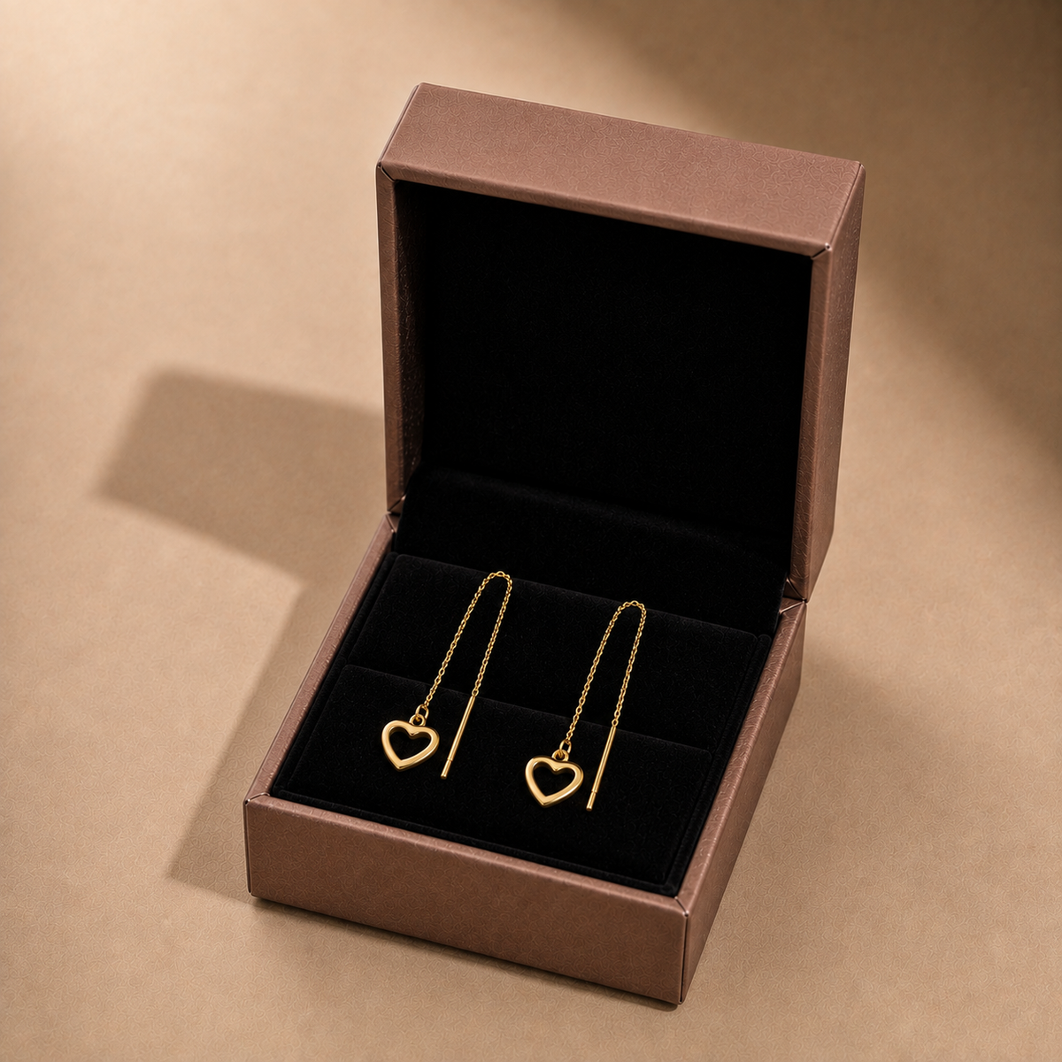 Golden Heart Drop Earrings