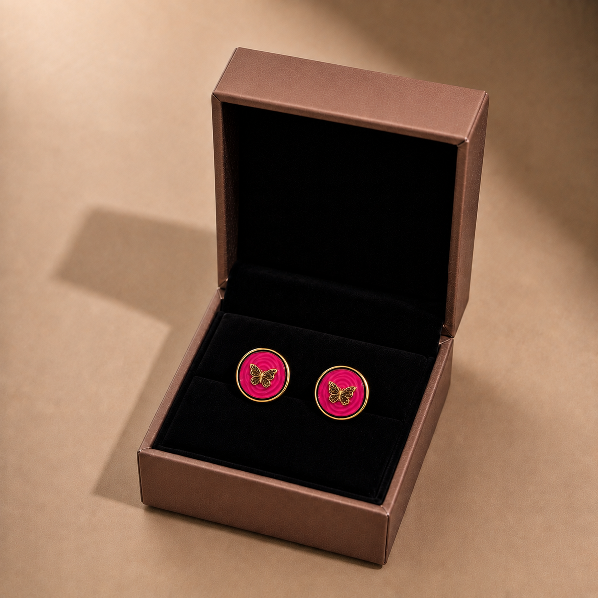 Hot Pink Butterfuly Studs