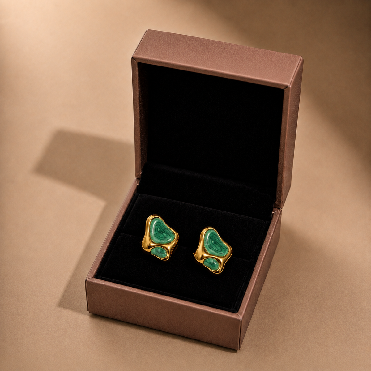 Organic Green Enamel Golden Studs